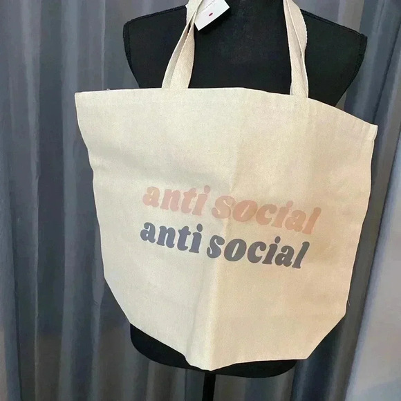 Space46 Anti-Social Canvas Bag, NWT - Picture 1 of 5